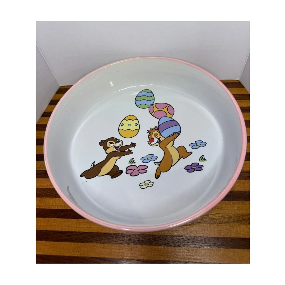 Disney Chip n Dale Easter Serving Bowl Large Ceramic Zrike Spring Pasta Bowl‎
